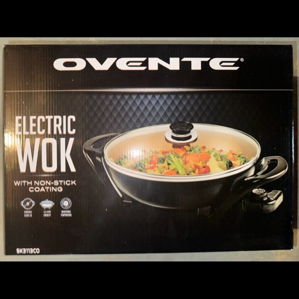 Ovente Electric Wok with Non-Stick Coating